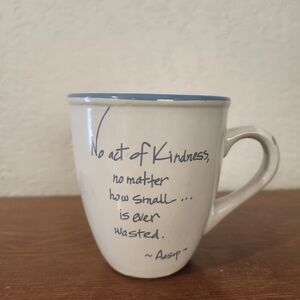 Royal Norfolk White Ceramic Mug with Blue Rim and Inspirational Quote